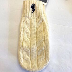 Polo Ralph Lauren cream cable knit mittens embroidered black logo brand new